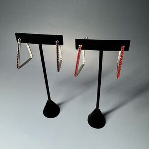 Elegant Red & Silver / Purple & Silver Geometric Earrings $10 Both